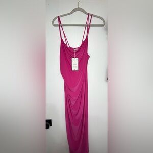 Zara Hot Pink Draped Dress